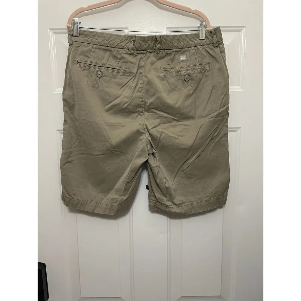 Quiksilver Mens Khaki Chino Shorts Sz 34 Cotton Blend Beach Skater Skater